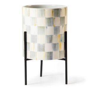 Brand New Mackenzie-Childs Sterling Check Tabletop Planter